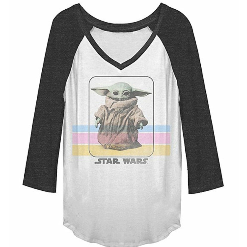 Brand new Star Wars Grogu long sleeved raglan v-neck tee